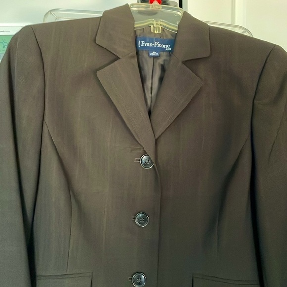 Evan-Picone Pants Suit Women Size 6P Subtle Brown Plaid Career Professional - Picture 8 of 15